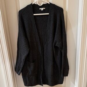 American Eagle Outfitters Charcoal Open-Front Cardigan
